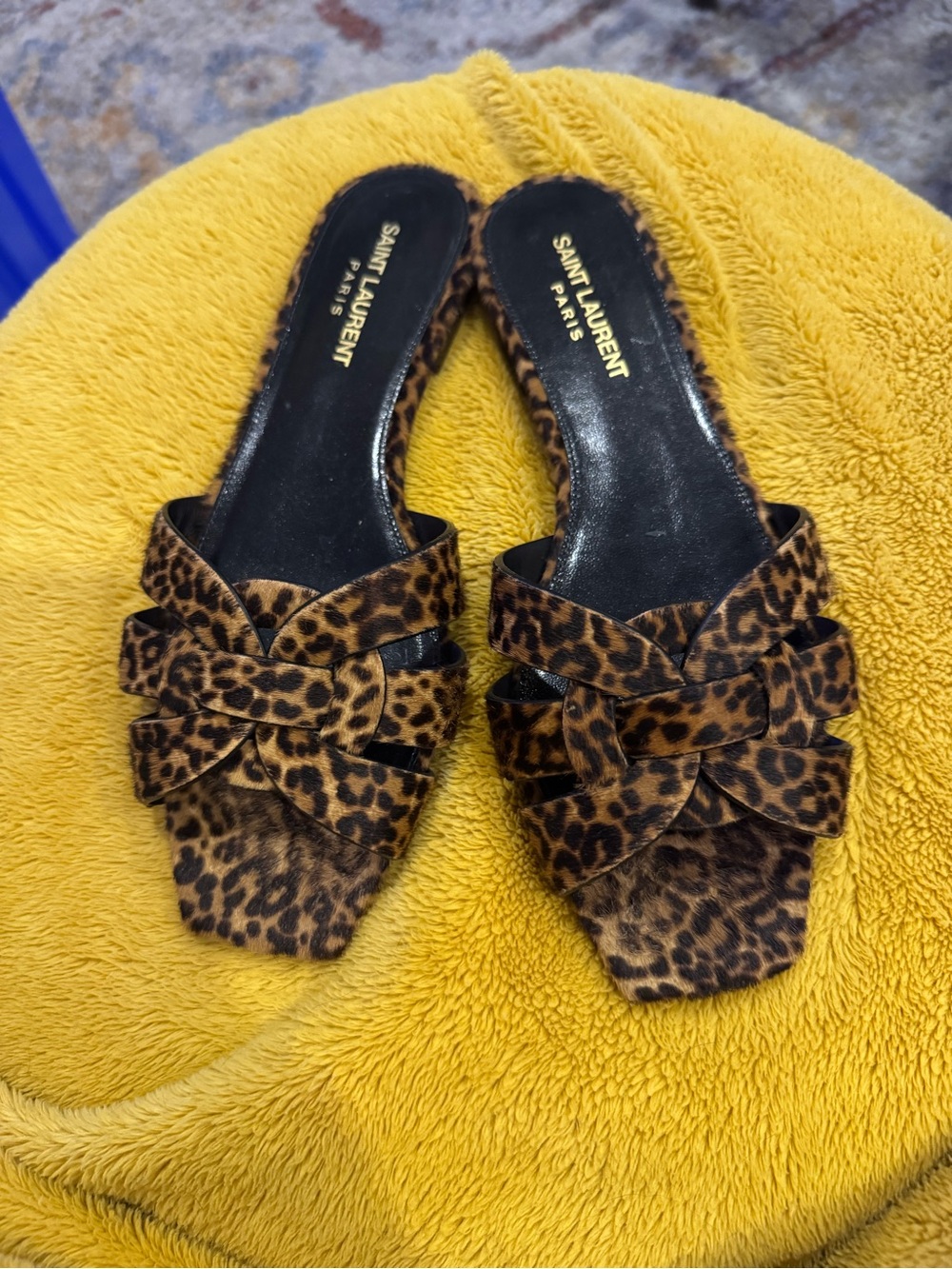 Saint Laurent Leopard-Print Knotted Slide Sandals - Brown/Black